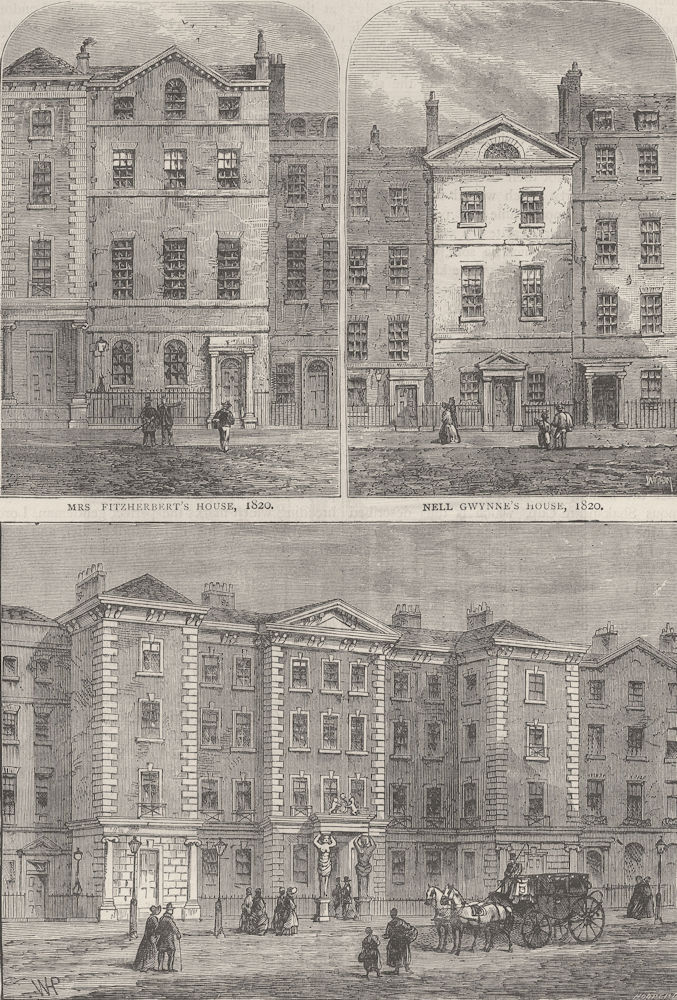 Associate Product PALL MALL. Houses of Mrs. Fitzherbert, Nell Gwynne & Schomberg. 1820 c1880
