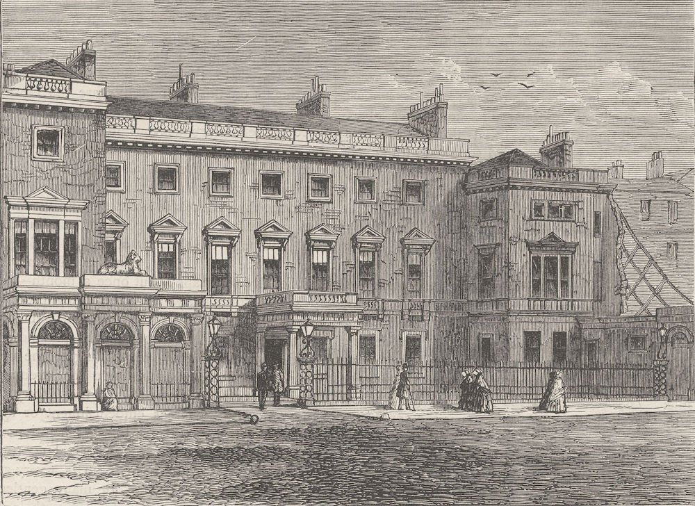 Associate Product PALL MALL. The Ordnance Office, Pall Mall, 1850. London c1880 old print