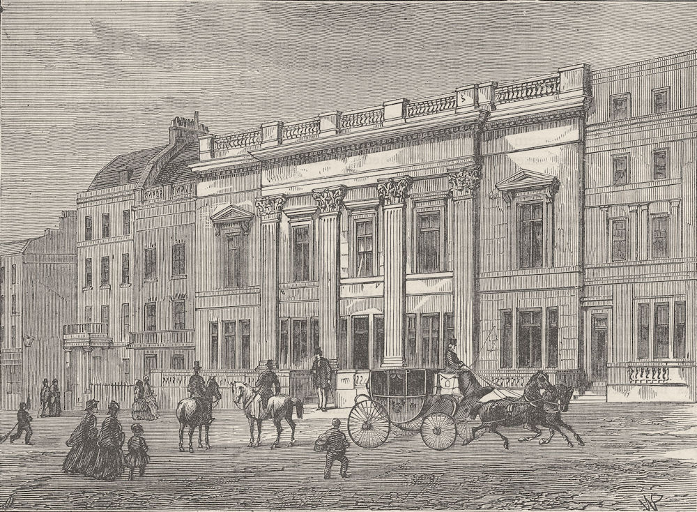 ST.JAMES'S STREET. Crockford's Club, about 1840. London c1880 old print