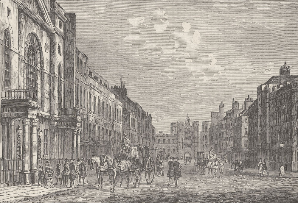 ST.JAMES'S STREET. View in 1750. London c1880 old antique print picture