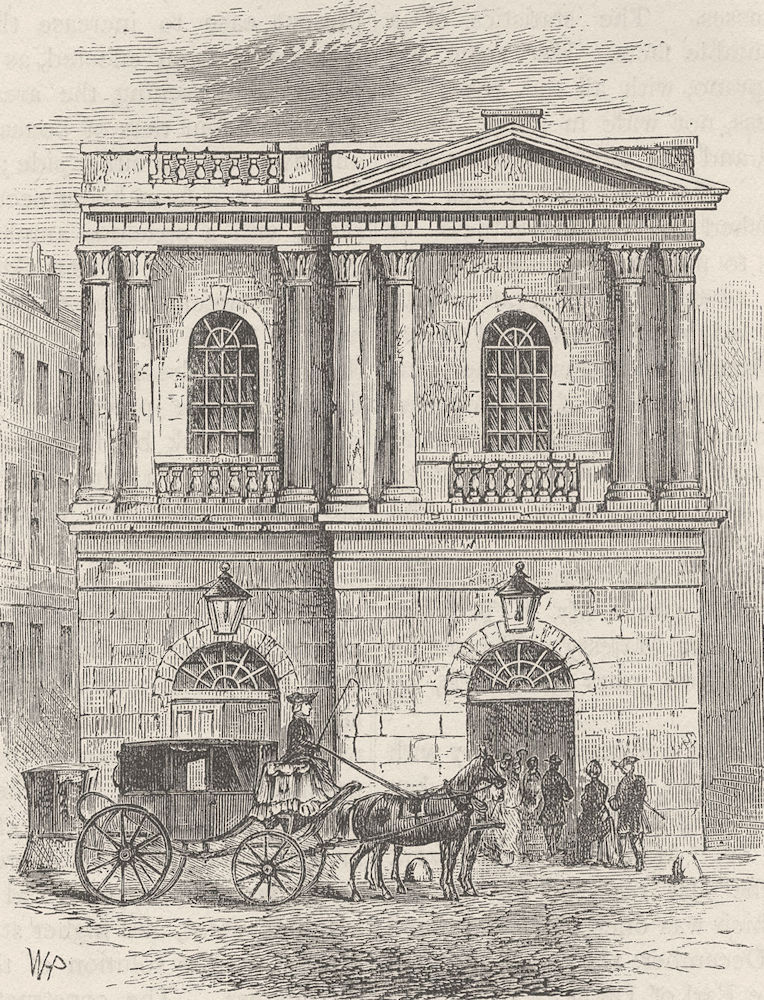 THE HAYMARKET. Entrance to the Old Opera House, 1800. London c1880 print