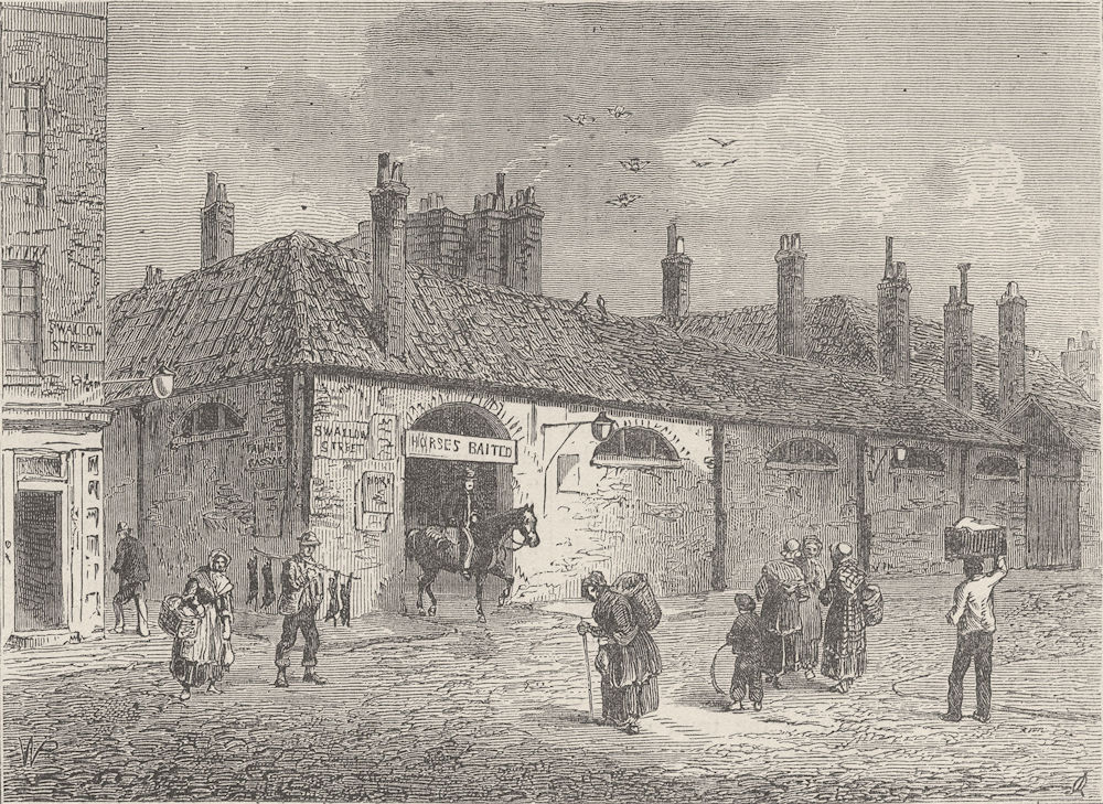 Associate Product REGENT STREET AND PICCADILLY. Old stables in Swallow Street, 1820. London c1880