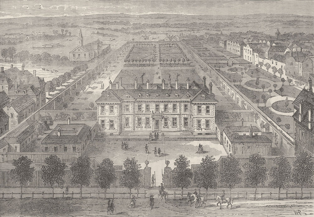 PICCADILLY. Burlington House, about 1700. London c1880 old antique print