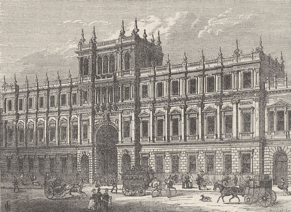 PICCADILLY. Burlington House, 1875. London c1880 old antique print picture
