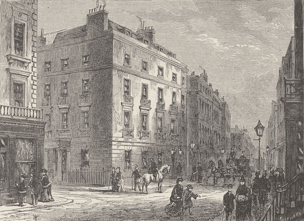 BOND STREET. Long's Hotel. London c1880 old antique vintage print picture
