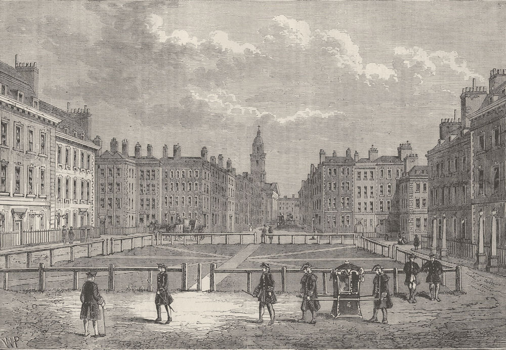Associate Product HANOVER SQUARE. View in 1750. London c1880 old antique vintage print picture