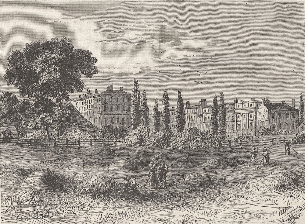 MARYLEBONE. The entrance to Portland Place, 1815. London c1880 old print