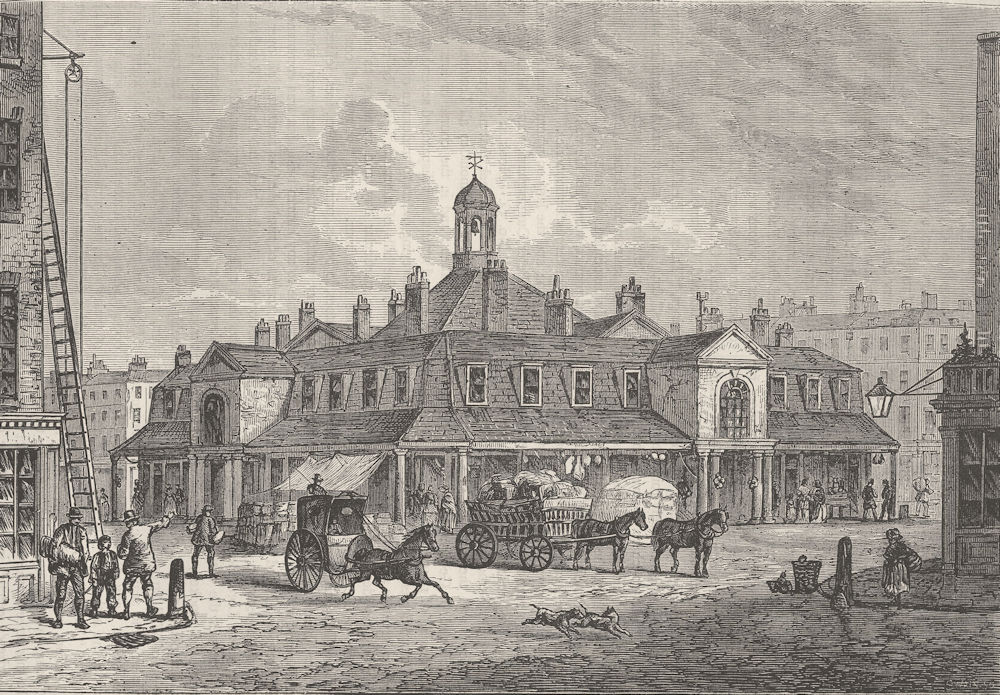MARKET PLACE, W1. Oxford Market. Fitzrovia. London c1880 old antique print