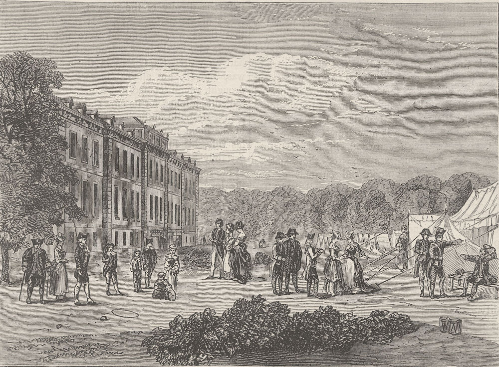 THE BRITISH MUSEUM. Encampment in the Gardens of Montagu House, 1780 c1880