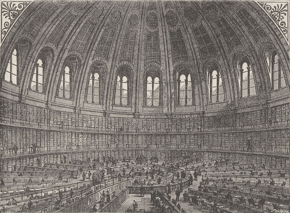 THE BRITISH MUSEUM. The reading-room of the British Museum. London c1880 print