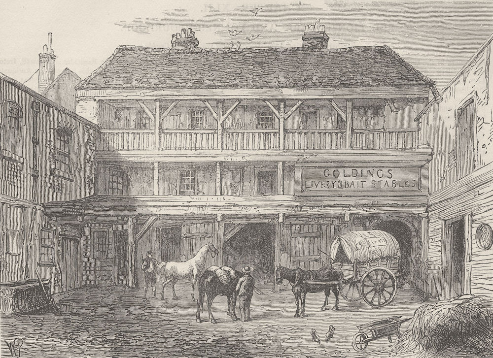 RED LION SQUARE. The old "Black Bull Inn" , Gray's Inn Lane. London c1880