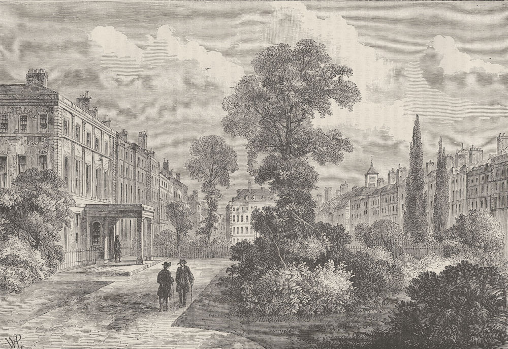 BLOOMSBURY. Queen Square, 1810. London c1880 old antique vintage print picture