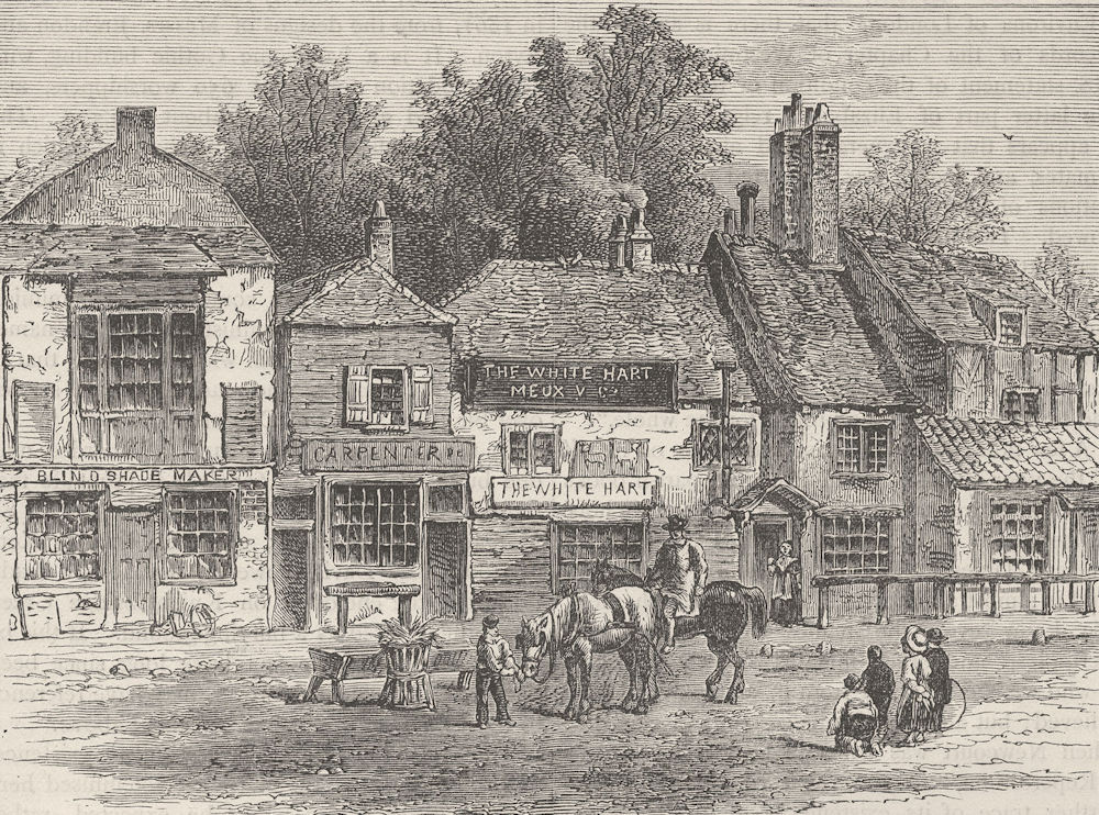 KNIGHTSBRIDGE. The "White Hart", Knightsbridge, 1820. London c1880 old print