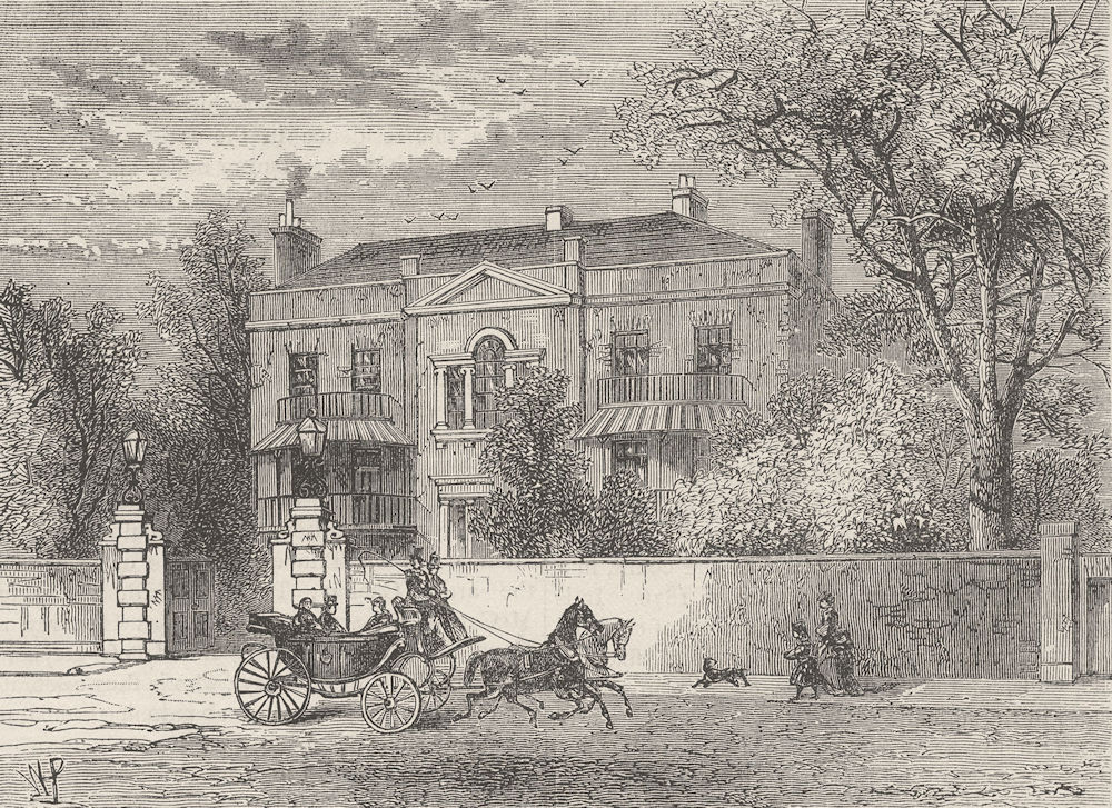 KNIGHTSBRIDGE. Kingston House, Knightsbridge. London c1880 old antique print