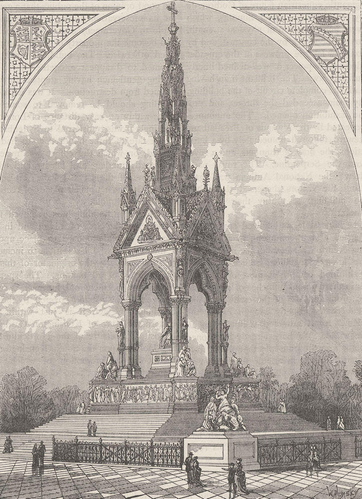 KENSINGTON GARDENS. The Albert Memorial. London c1880 old antique print