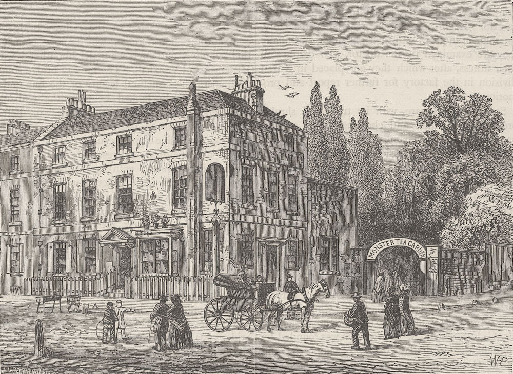 PIMLICO. The "Monster Tea-Gardens", 1820. London c1880 old antique print