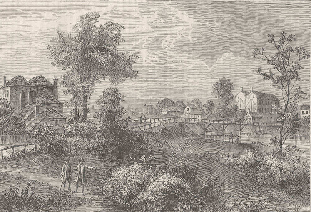 PIMLICO. "Jenny's Whim" Bridge, 1750. London c1880 old antique print picture