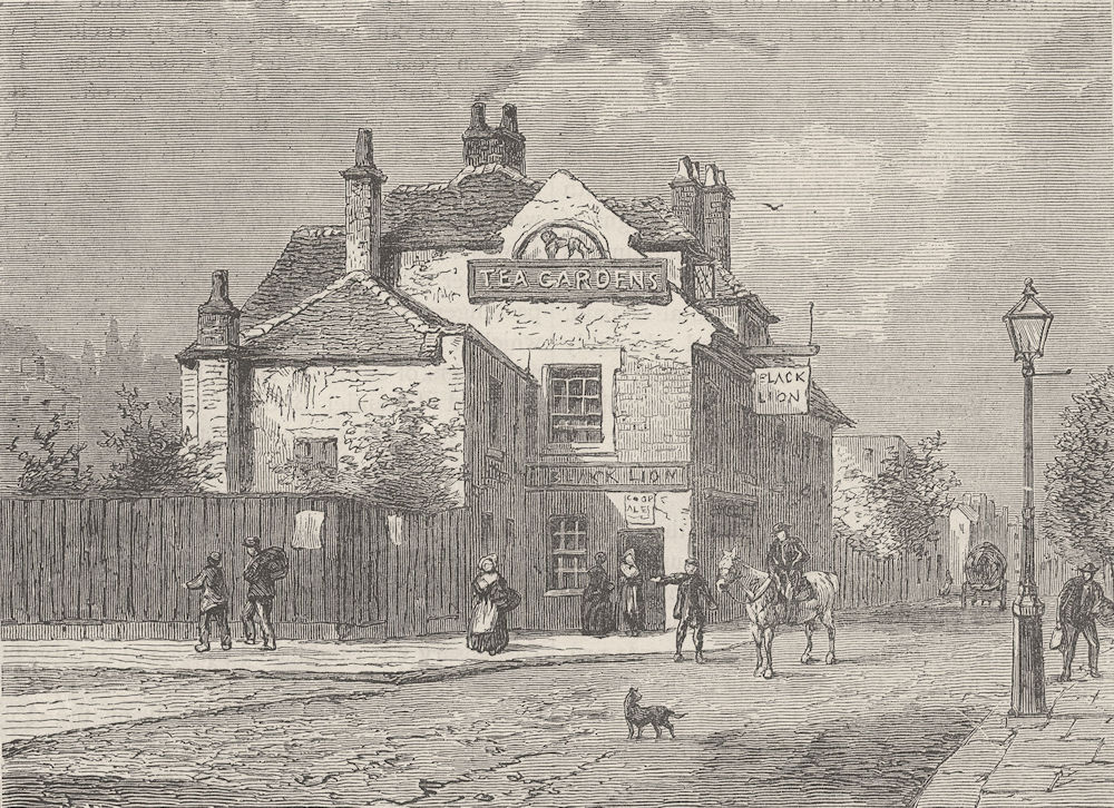 CHELSEA. The "Black Lion", Church Street, Chelsea, in 1820. London c1880 print