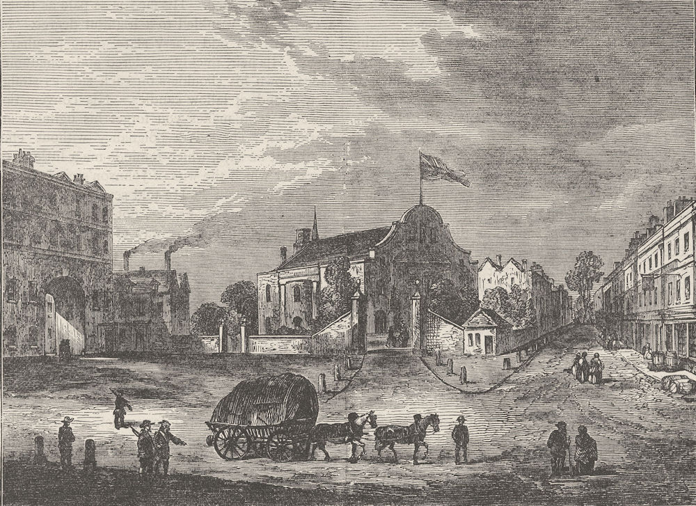 KENSINGTON. Old Kensington Church, about 1750. London c1880 antique print