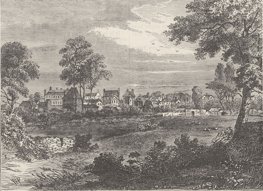 KENSINGTON. Old view of Kensington, about 1750. London c1880 antique print