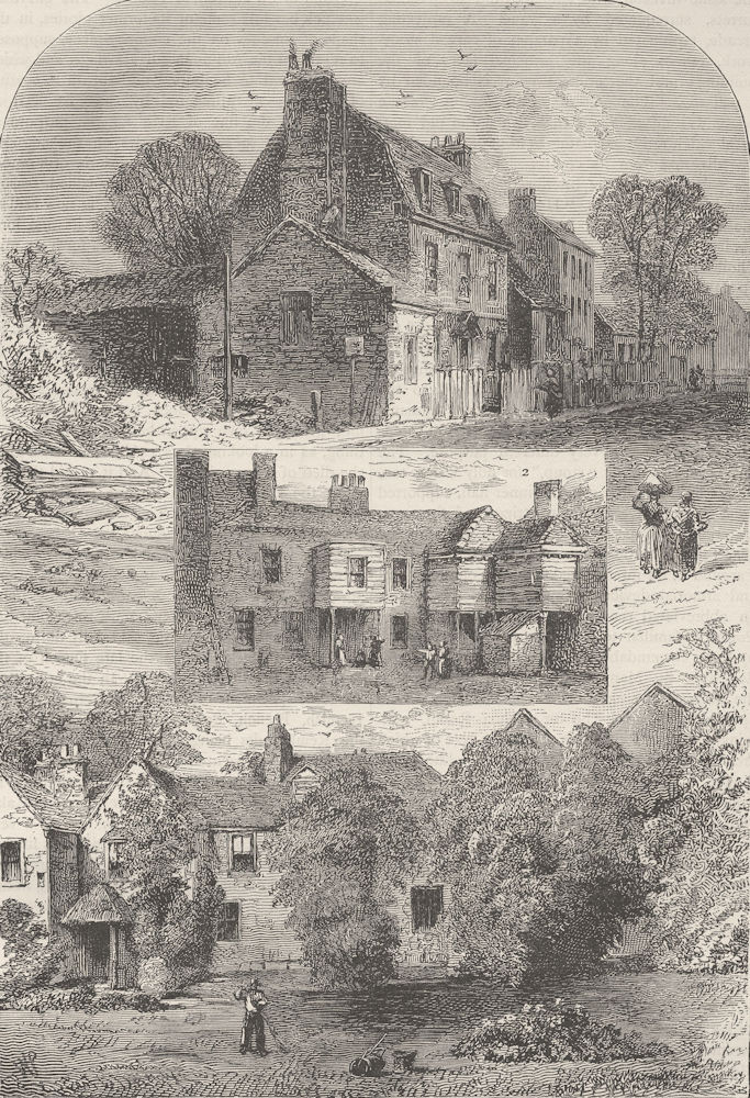 OLD KENSINGTON. 1. Manor House, 2. Old Tavern, 3. Little Holland House c1880