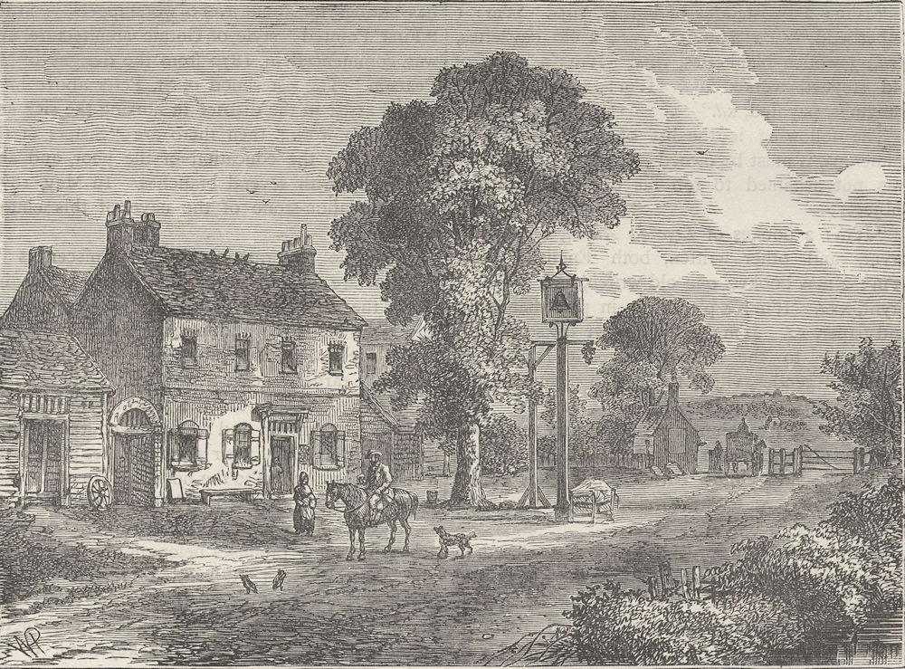 KILBURN. The "Bell Inn", Kilburn, 1750. London c1880 old antique print picture