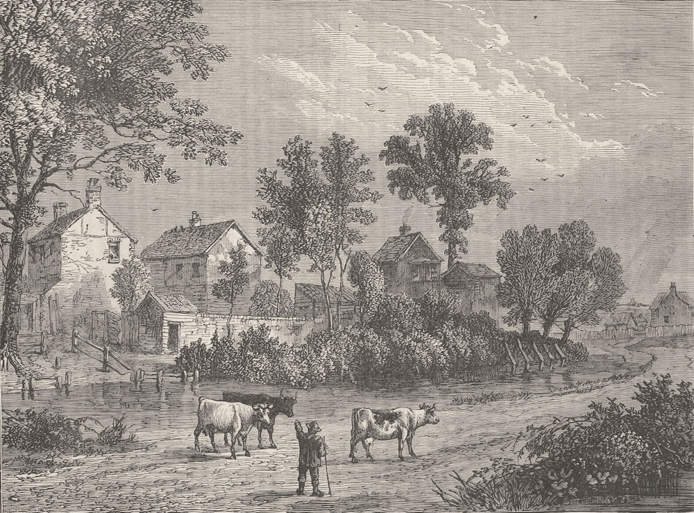 THE REGENT’S PARK. Farm in the Regent's Park, 1750. London c1880 old print