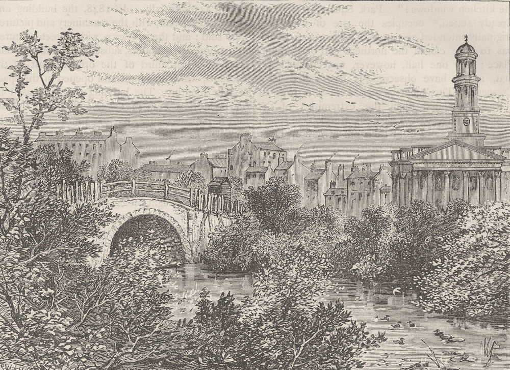 THE REGENT’S PARK. Old bridge over the lake, Regent's Park, in 1817 c1880