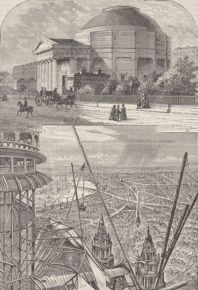 THE REGENT’S PARK. The Colosseum in 1827. London c1880 old antique print