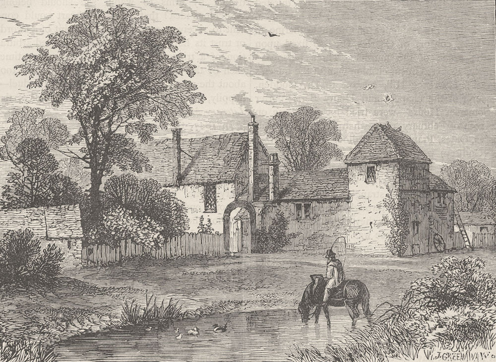 PRIMROSE HILL. Old Chalk Farm in 1730. London c1880 antique print picture