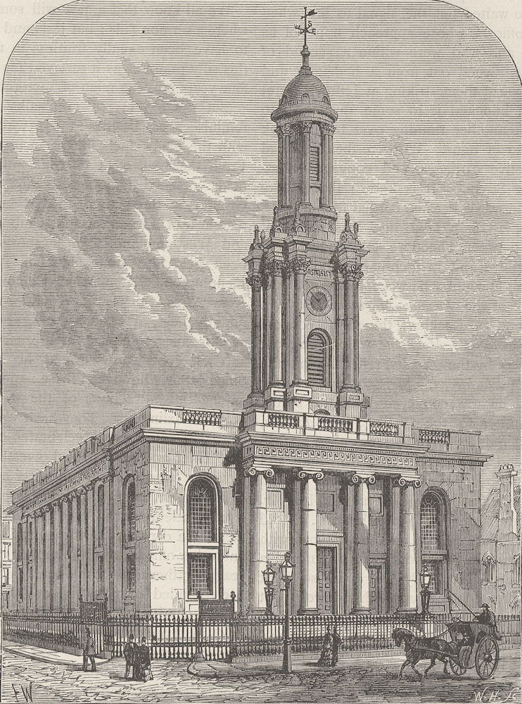 PRIMROSE HILL. Trinity Church, Albany Street. London c1880 old antique print