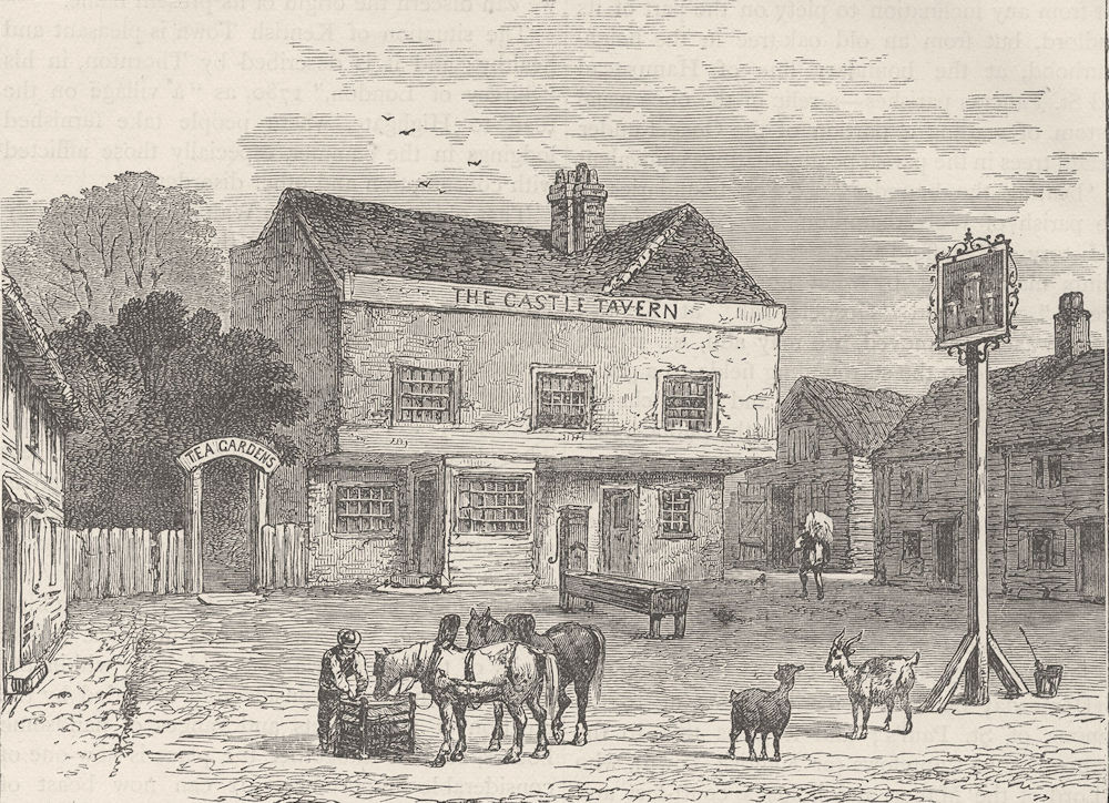 Associate Product KENTISH TOWN. The "Castle" Tavern, Kentish Town Road, in 1800. London c1880