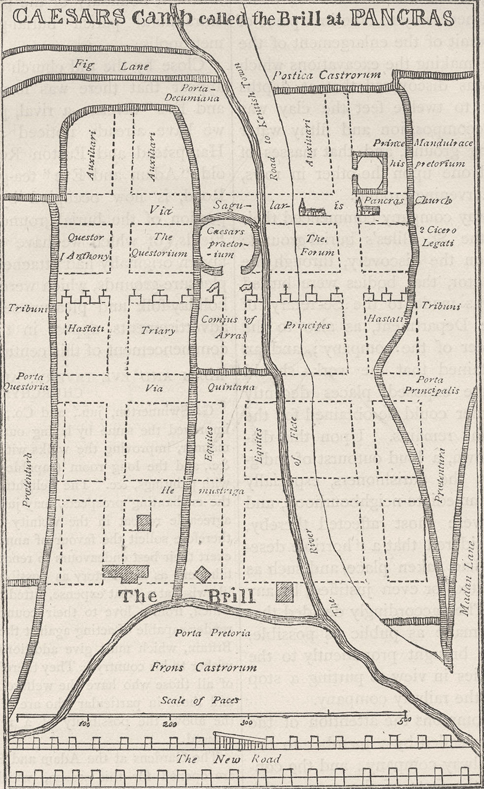 ST.PANCRAS. Dr. Stukeley's plan of the camp at St.Pancras. London c1880 map