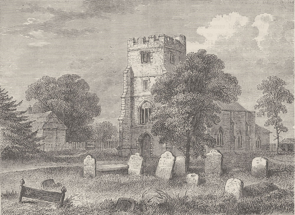 NORTH TOTTENHAM. Edmonton Church, 1790. London c1880 old antique print picture