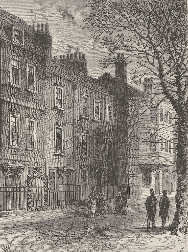 HAMPSTEAD. Old Houses in Church Row. London c1880 antique print picture