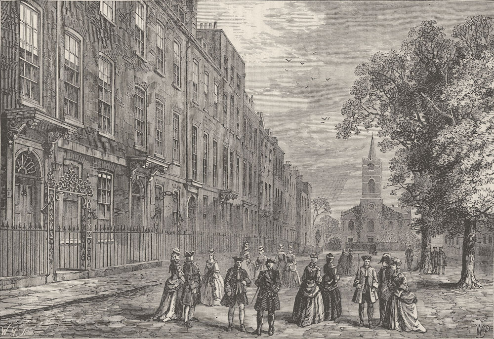 HAMPSTEAD. Church row, Hampstead, in 1750. London c1880 old antique print