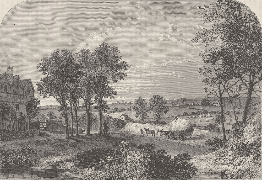 HAMPSTEAD. View from "Moll King's House," Hampstead, in 1760. London c1880