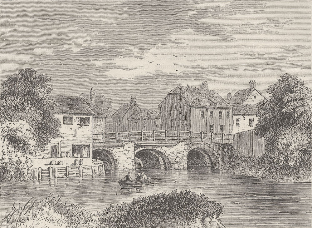 STRATFORD. Old Bow bridge. London c1880 antique vintage print picture