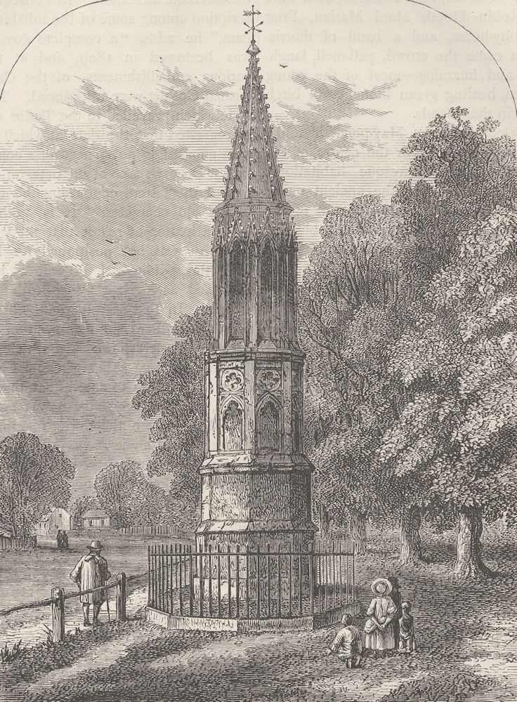 TOTTENHAM. Tottenham High Cross, 1820. London c1880 old antique print picture