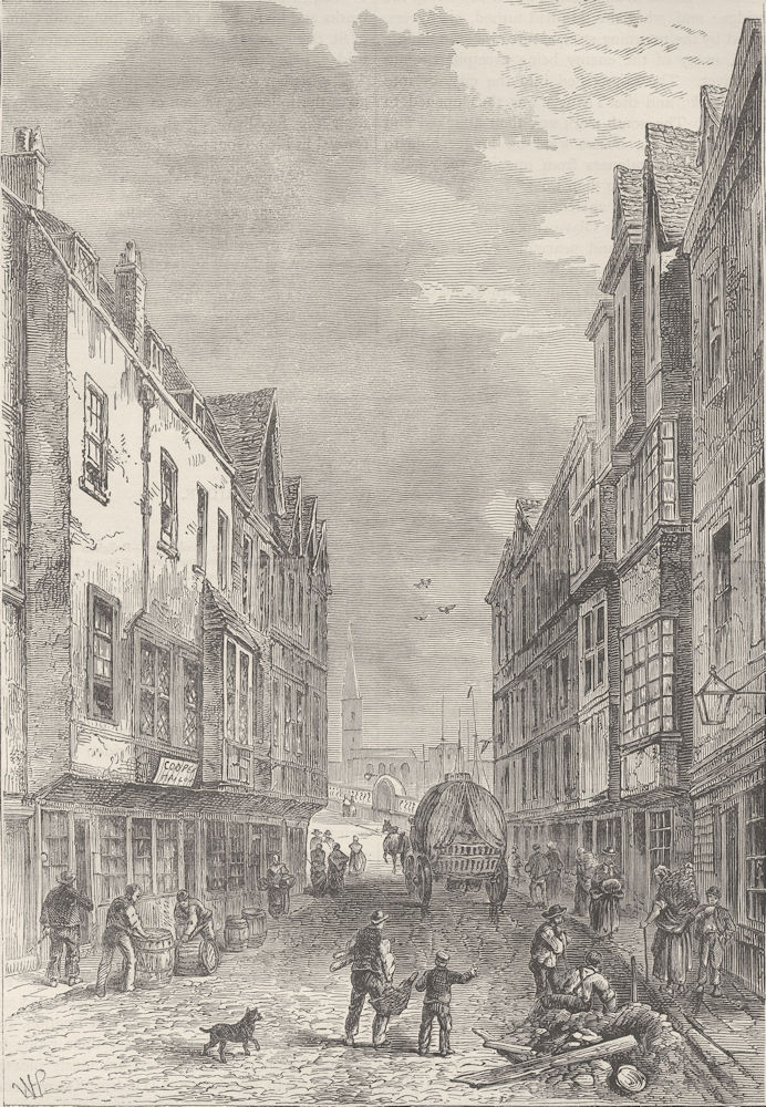 SOUTHWARK. The bridge-foot, Southwark, in 1810. London c1880 old antique print