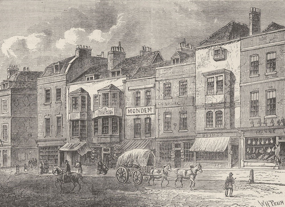 Associate Product SOUTHWARK. The borough, High Street, in 1825. London c1880 old antique print