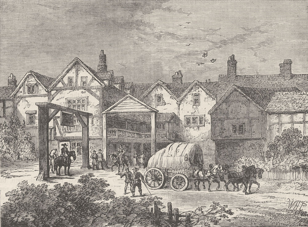 SOUTHWARK. The old "Tabard" inn, in the seventeenth century. London c1880