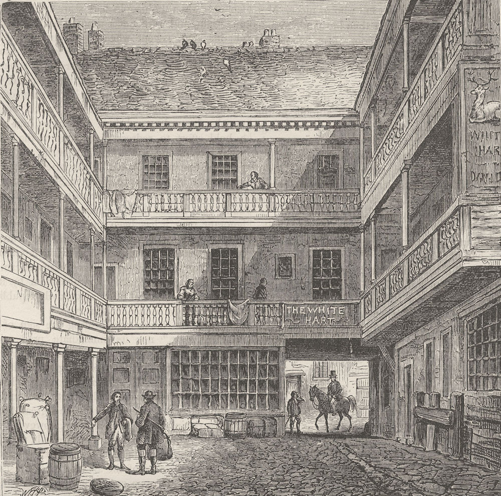 SOUTHWARK. The Old "White Hart" Inn. London c1880 antique print picture