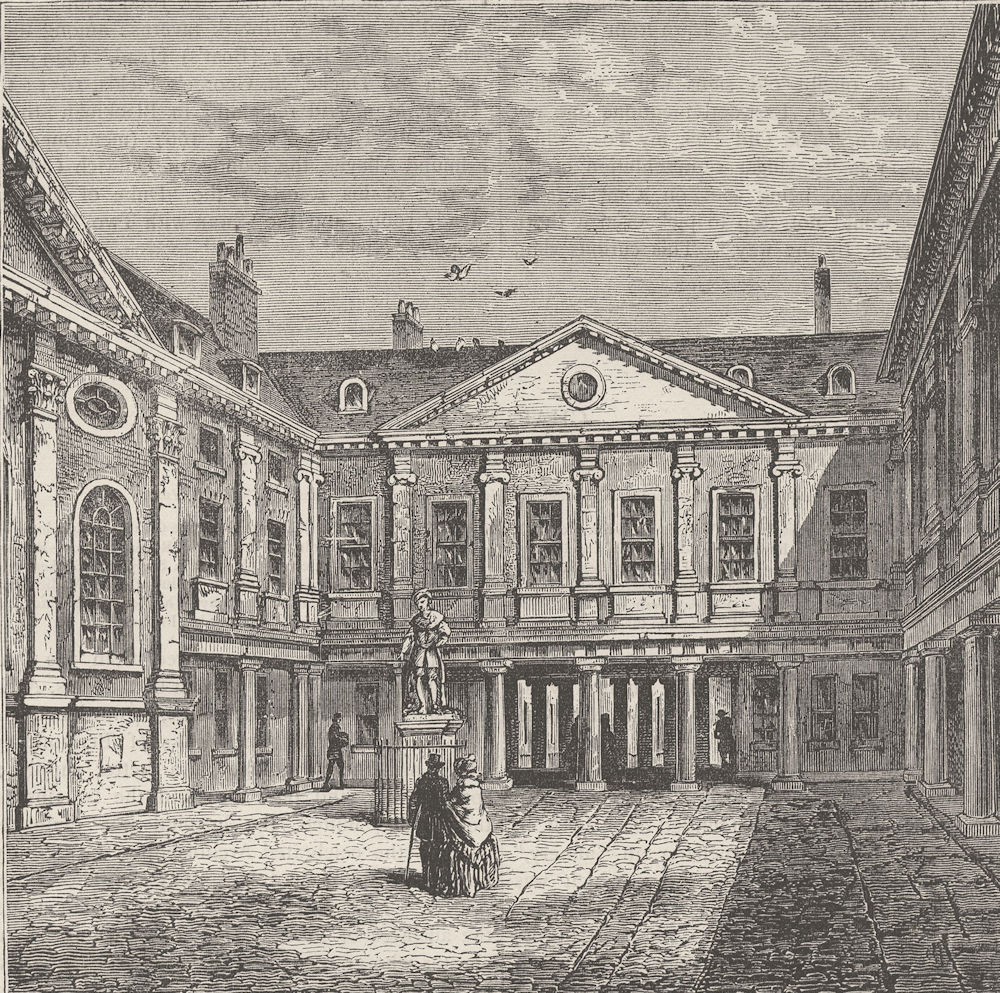 SOUTHWARK. St.Thomas's Hospital, 1840. London c1880 old antique print picture