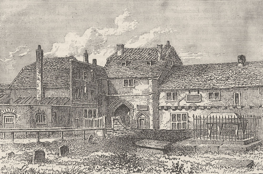BERMONDSEY. Bermondsey Abbey, 1790. London c1880 old antique print picture