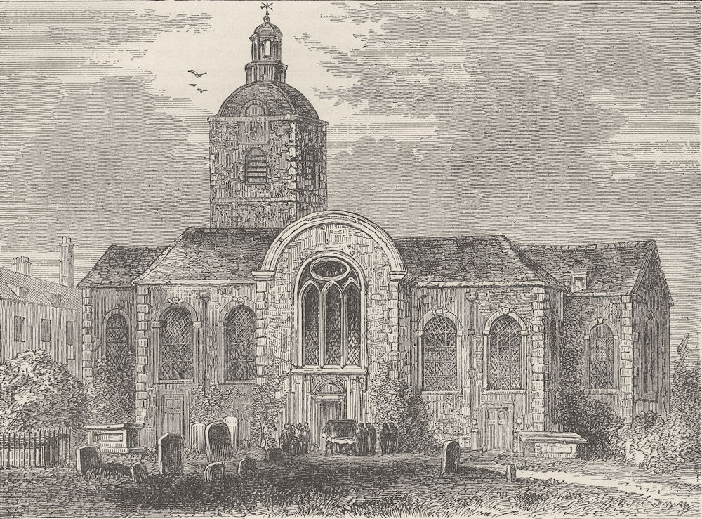BERMONDSEY. St.Mary Magdalen's church, Bermondsey, 1809. London c1880 print
