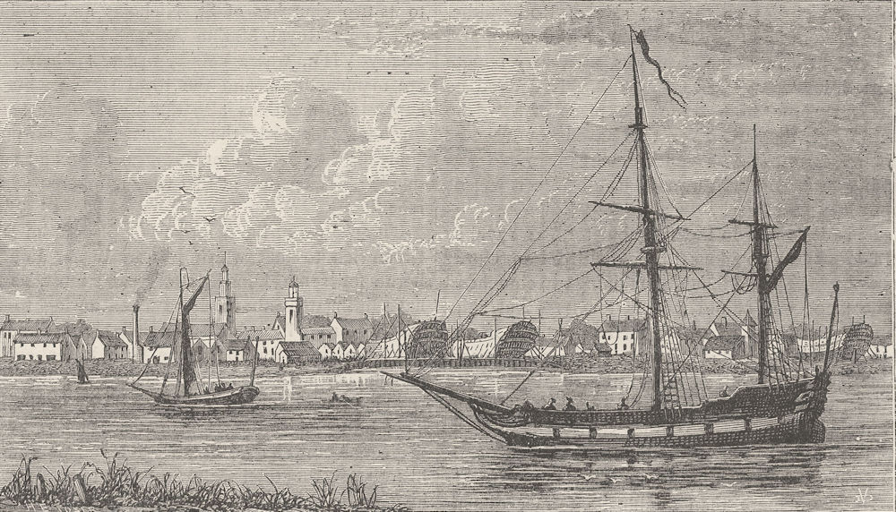 Associate Product DEPTFORD. The Royal dock, Deptford; End of seventeenth century. London c1880