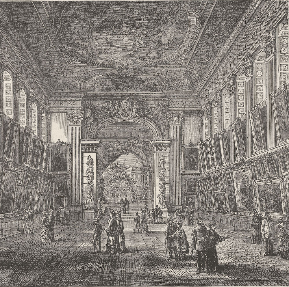 GREENWICH. The painted Hall, Greenwich Hospital. London c1880 old print