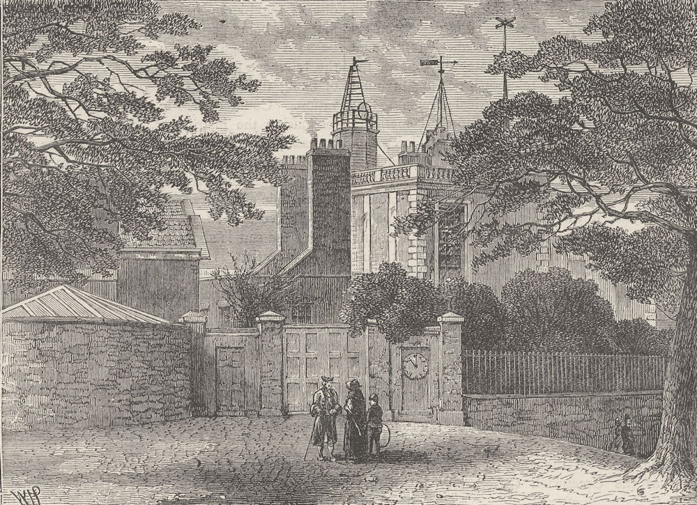 GREENWICH. Entrance to Greenwich Observatory, in 1840. London c1880 old print