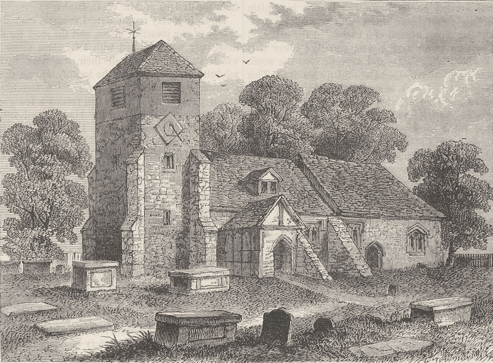 Associate Product LEE. Church of St Margaret of Antioch, in 1795. London c1880 old antique print